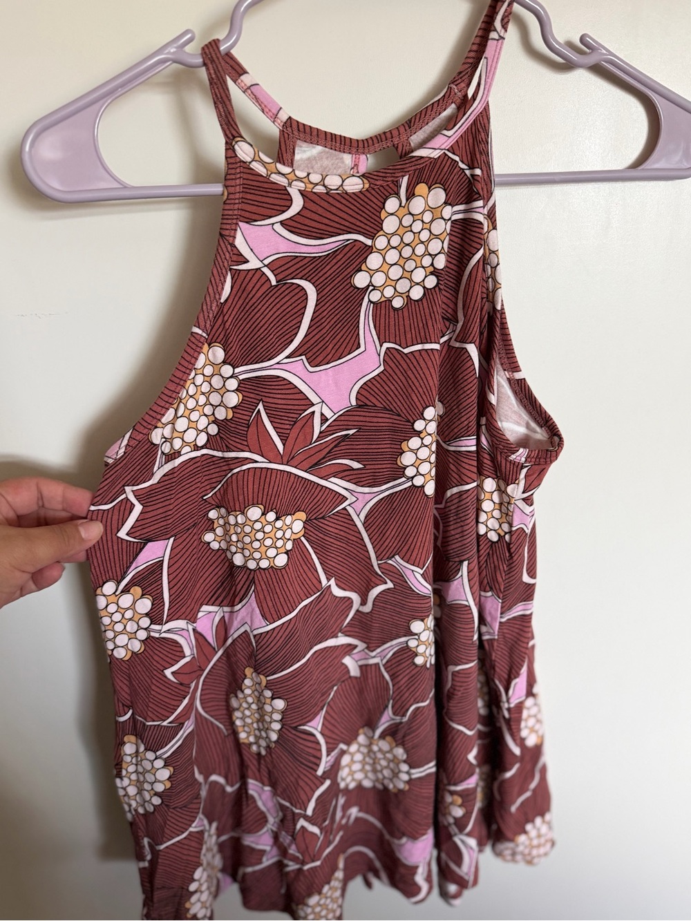 Fighting Eel Floral Halter Tank in Brown and Pink